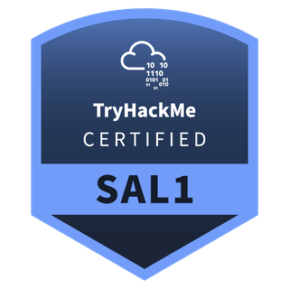 Security Analyst Level 1 certification badge, issued by TryHackMe